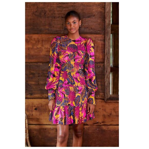 Farm Rio Fruit Dream Long-Sleeve Mini Dress Size Medium - Picture 1 of 16